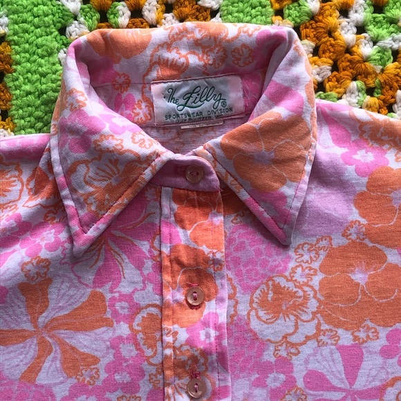 SOLD VINTAGE 60s Floral Lily Pulitzer Shirt - Picture 2 of 3